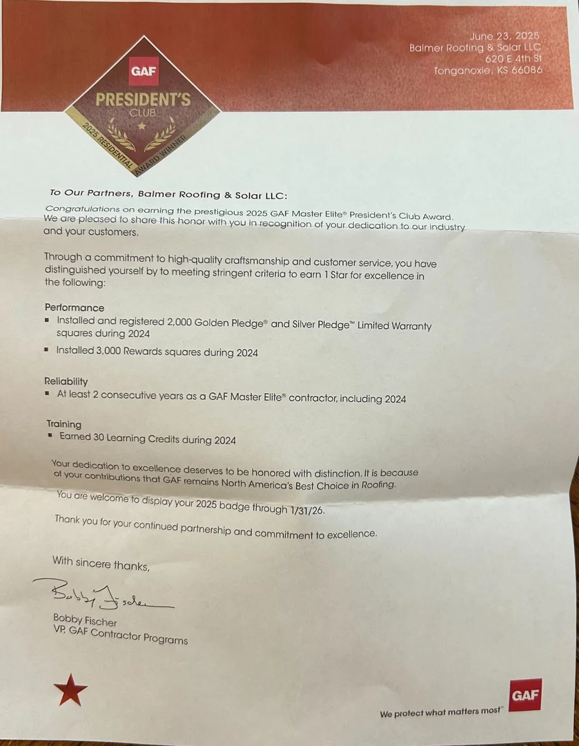 GAF Presidents Club Letter