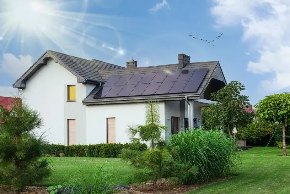 House with Green Lawn and Blue Sky